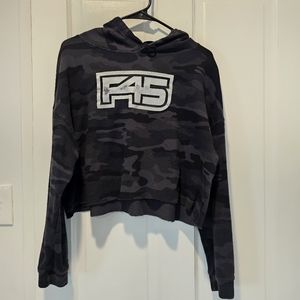 F45 camo crop sweater